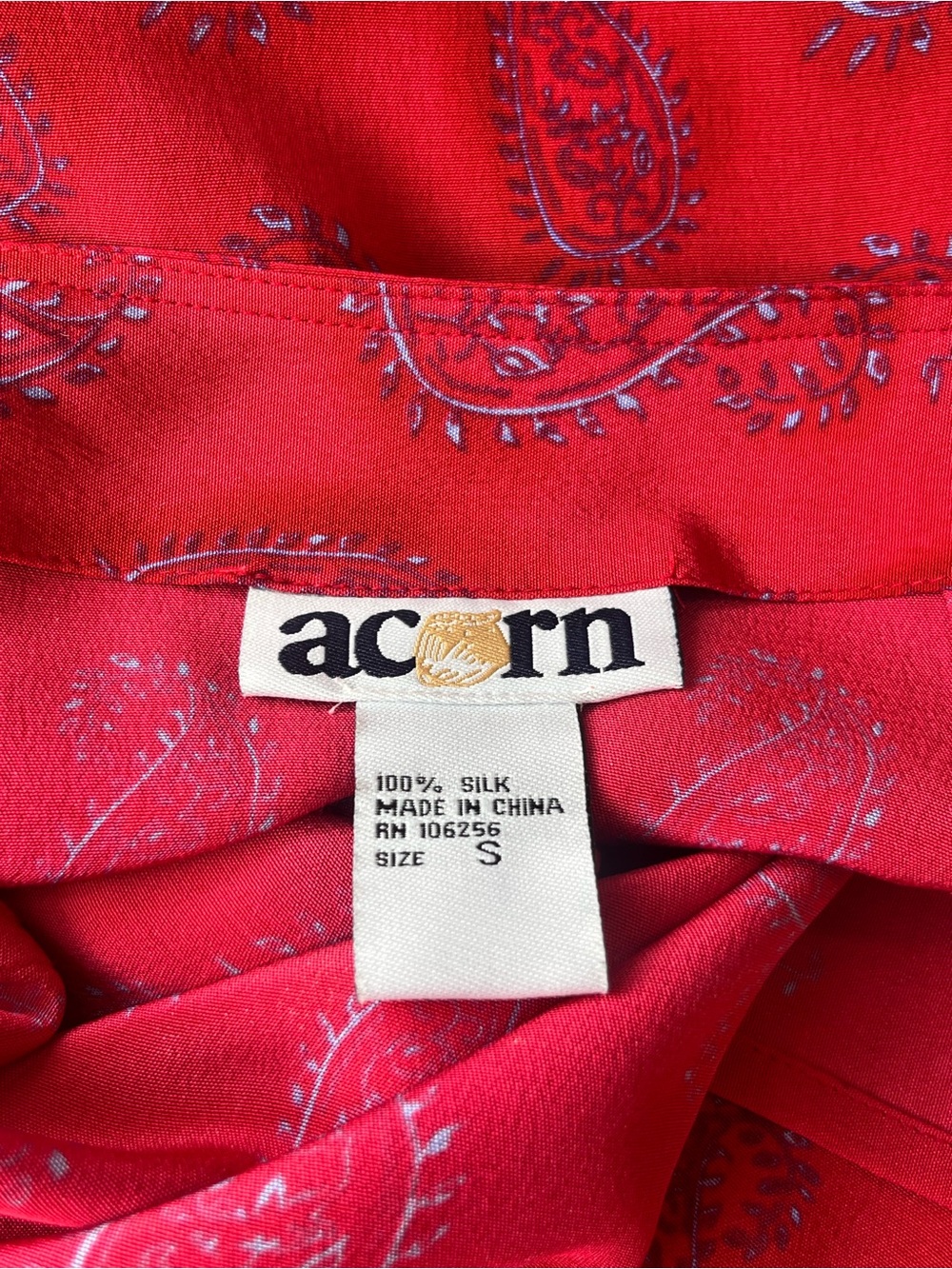 Vintage 90s Acorn Silk Paisley Maxi Wrap Skirt Red Boho Festival Cottagecore - Picture 9 of 10